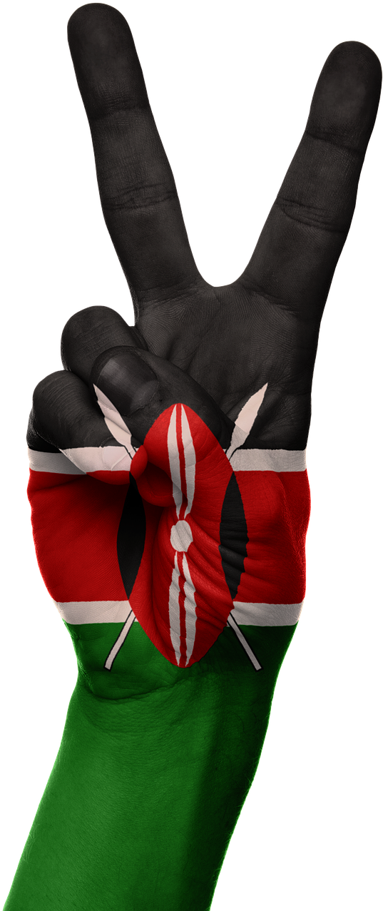 Kenyan Peace Sign Hand Painted Flag PNG image