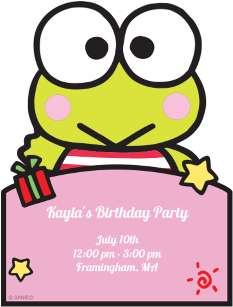 Keroppi Birthday Party Invitation PNG image