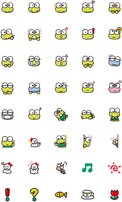 Keroppi Expressionsand Activities Icons PNG image