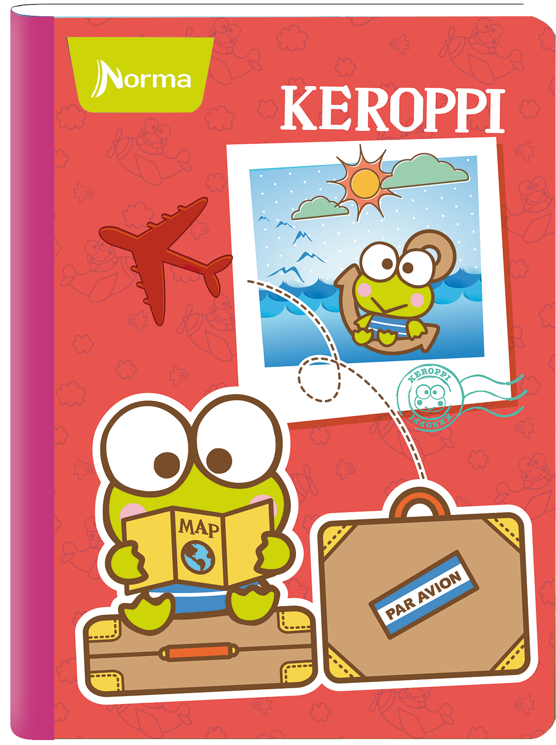 Keroppi Travel Themed Notebook Cover PNG image