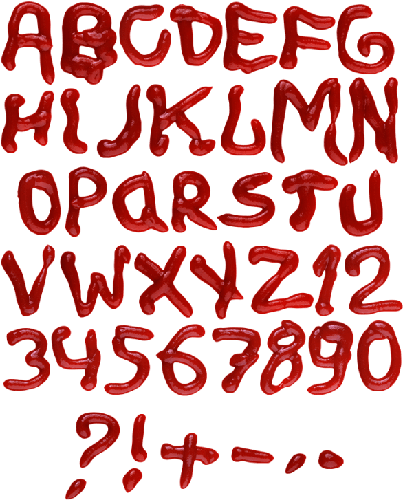 Ketchup Alphabetand Numbers PNG image