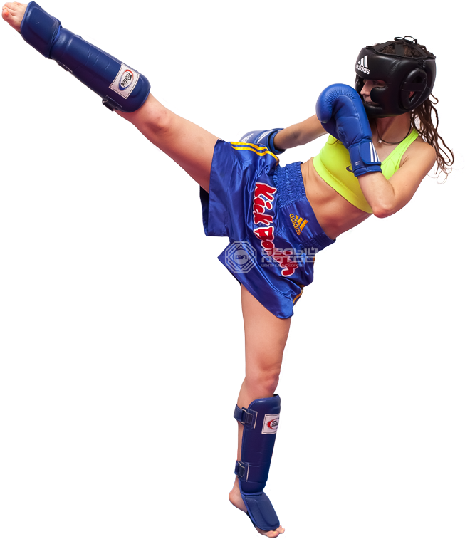 Kickboxer Performing High Kick PNG image