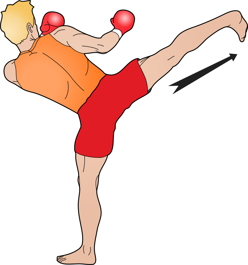 Kickboxer Performing Roundhouse Kick PNG image