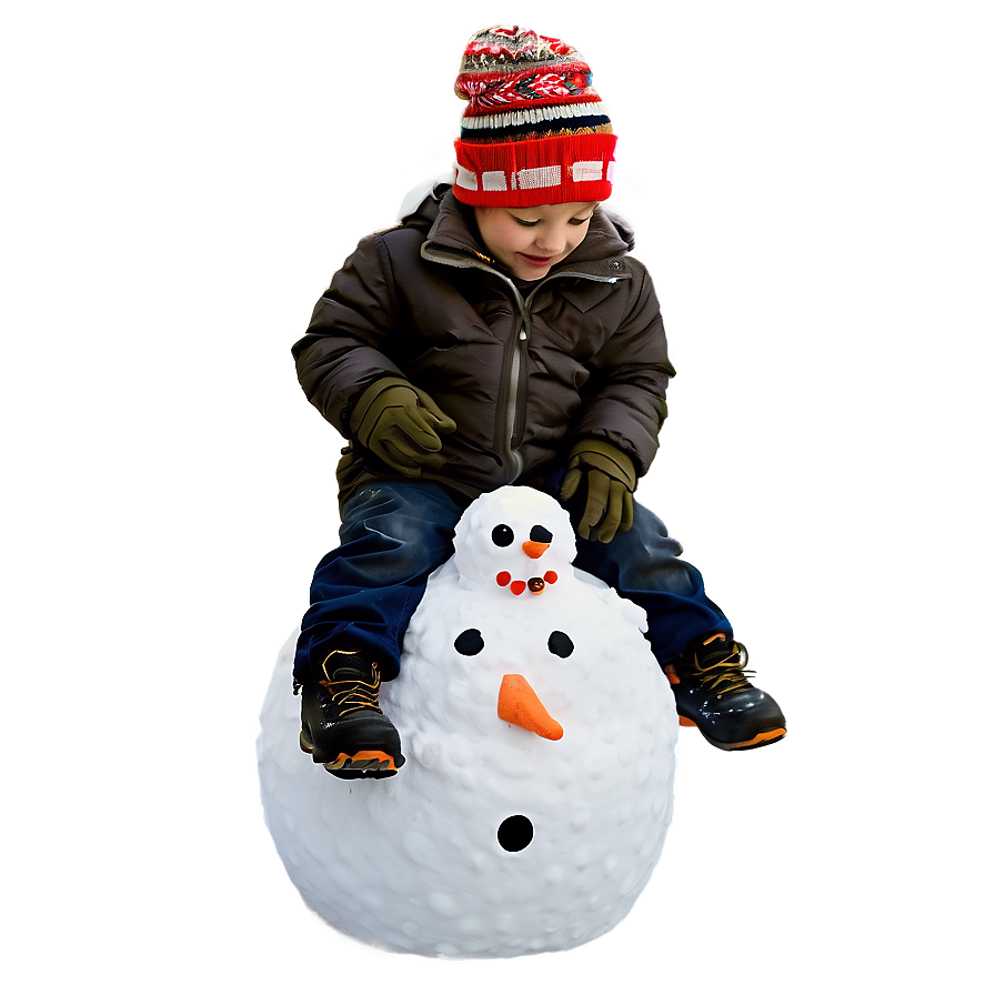 Kid Making Snowman Png Icg PNG image