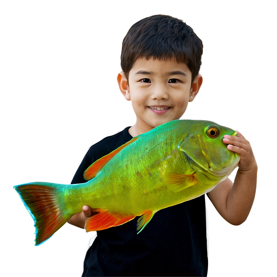 Kid With Aquarium Fish Png 05242024 PNG image