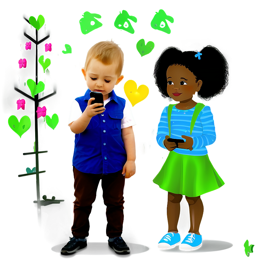 Kids And Smartphones Png Met PNG image