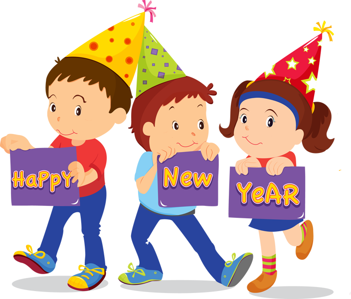 Kids Celebrating New Year Illustration PNG image