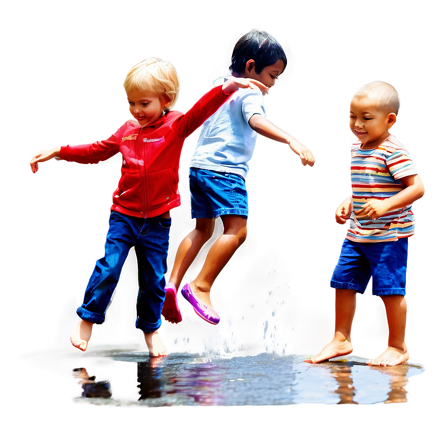 Kids Jumping In Puddles Png 69 PNG image