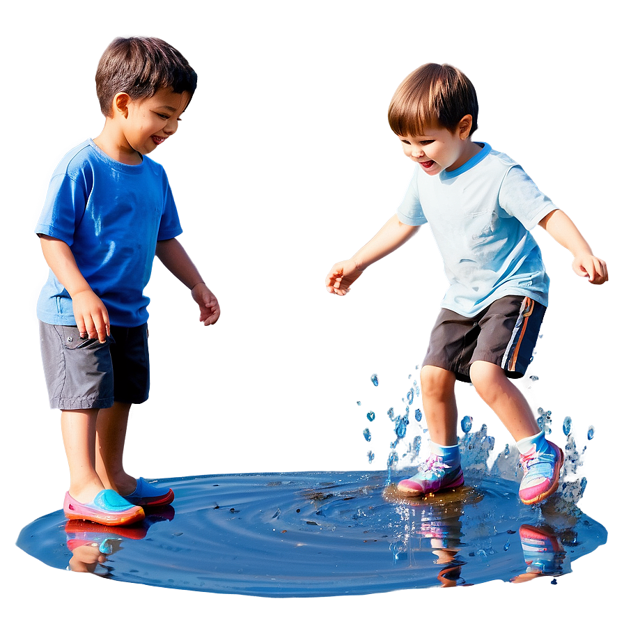 Kids Jumping In Puddles Png Ilt PNG image