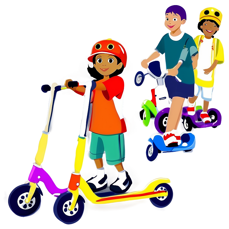 Kids On Scooters Png 72 PNG image