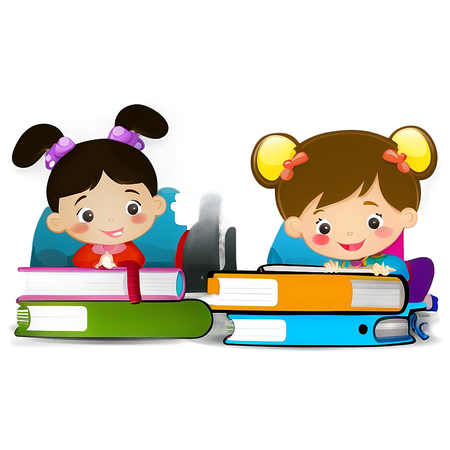 Kids With Books Png Acv PNG image