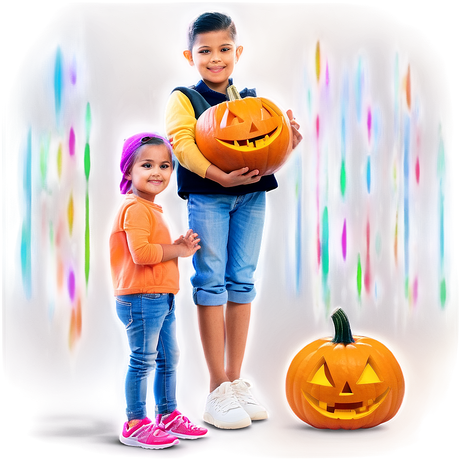 Kids With Pumpkins Png 05242024 PNG image