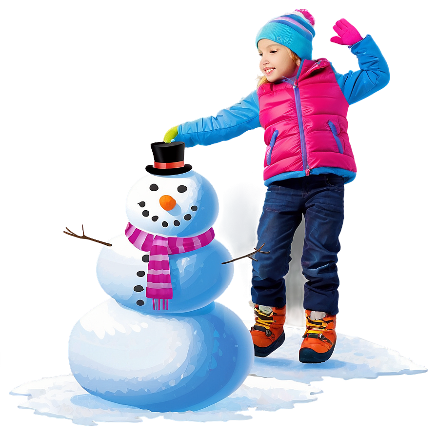 Kids With Snowman Png 05242024 PNG image