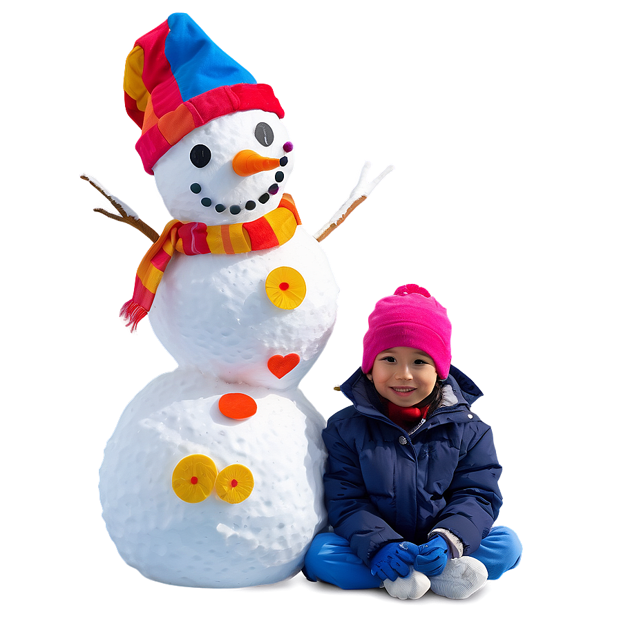 Kids With Snowman Png Vik3 PNG image