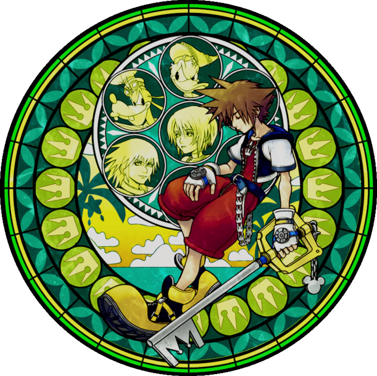 Kingdom Hearts Stained Glass Art PNG image