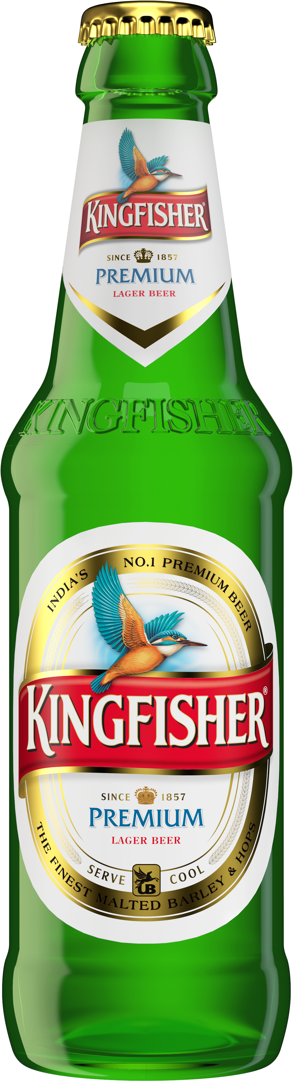 Kingfisher Premium Indian Lager Beer Bottle PNG image