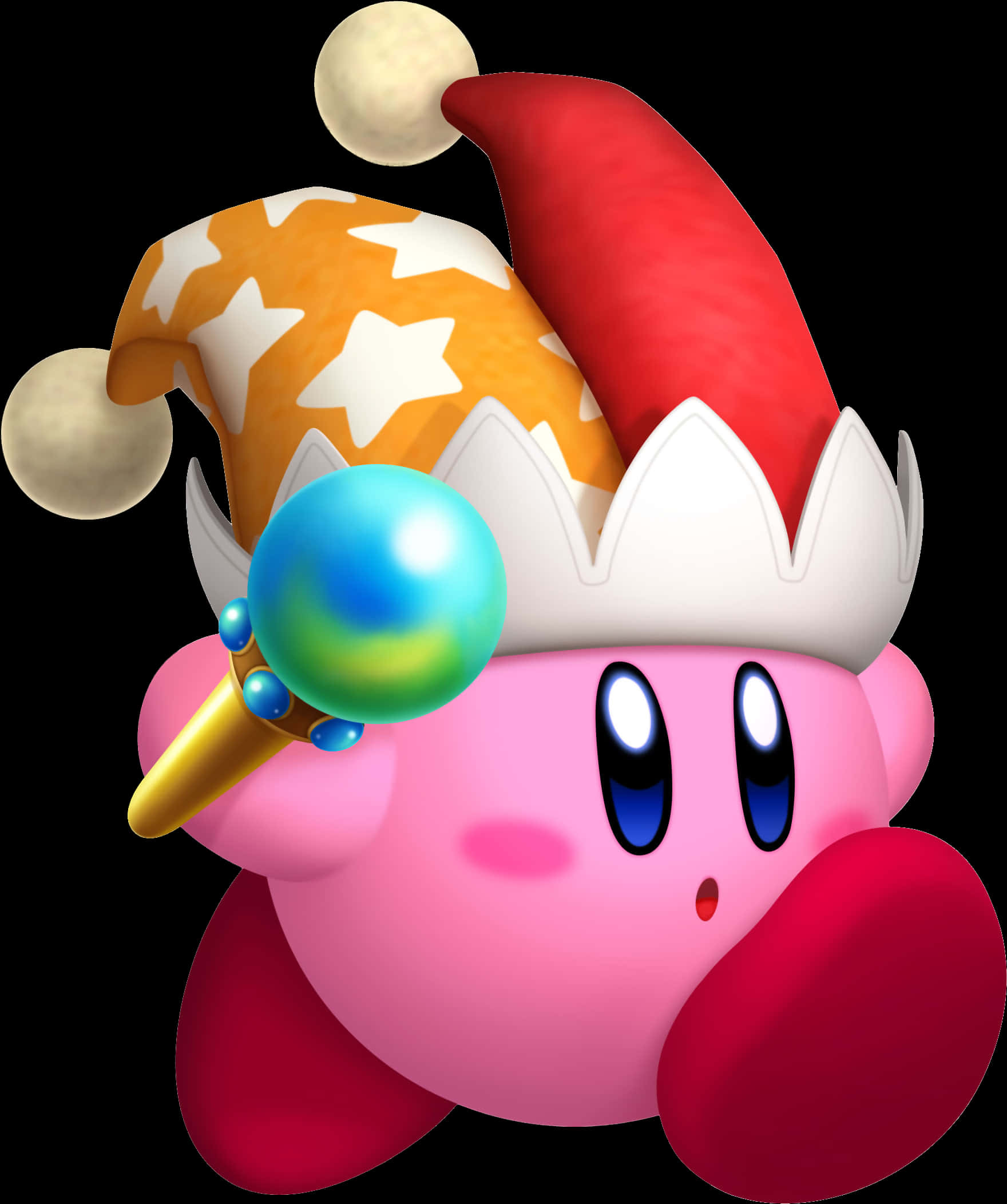 Kirby Wearing Jester Hat PNG image