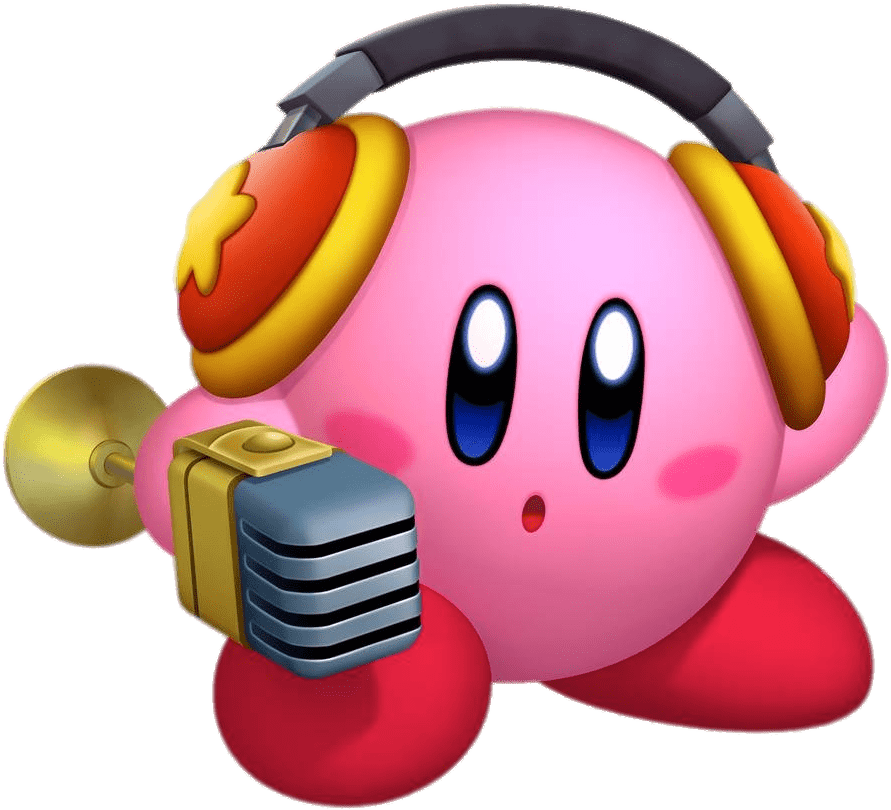 Kirby With Headphonesand Microphone PNG image