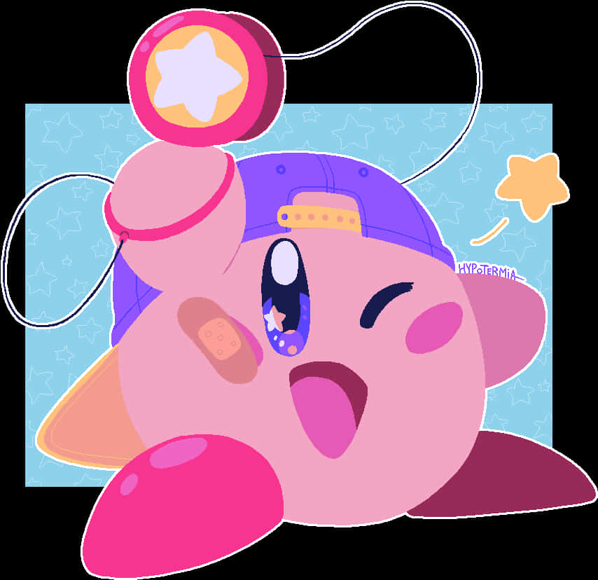 Kirby_with_ Yo Yo_ Cap_ Artwork PNG image