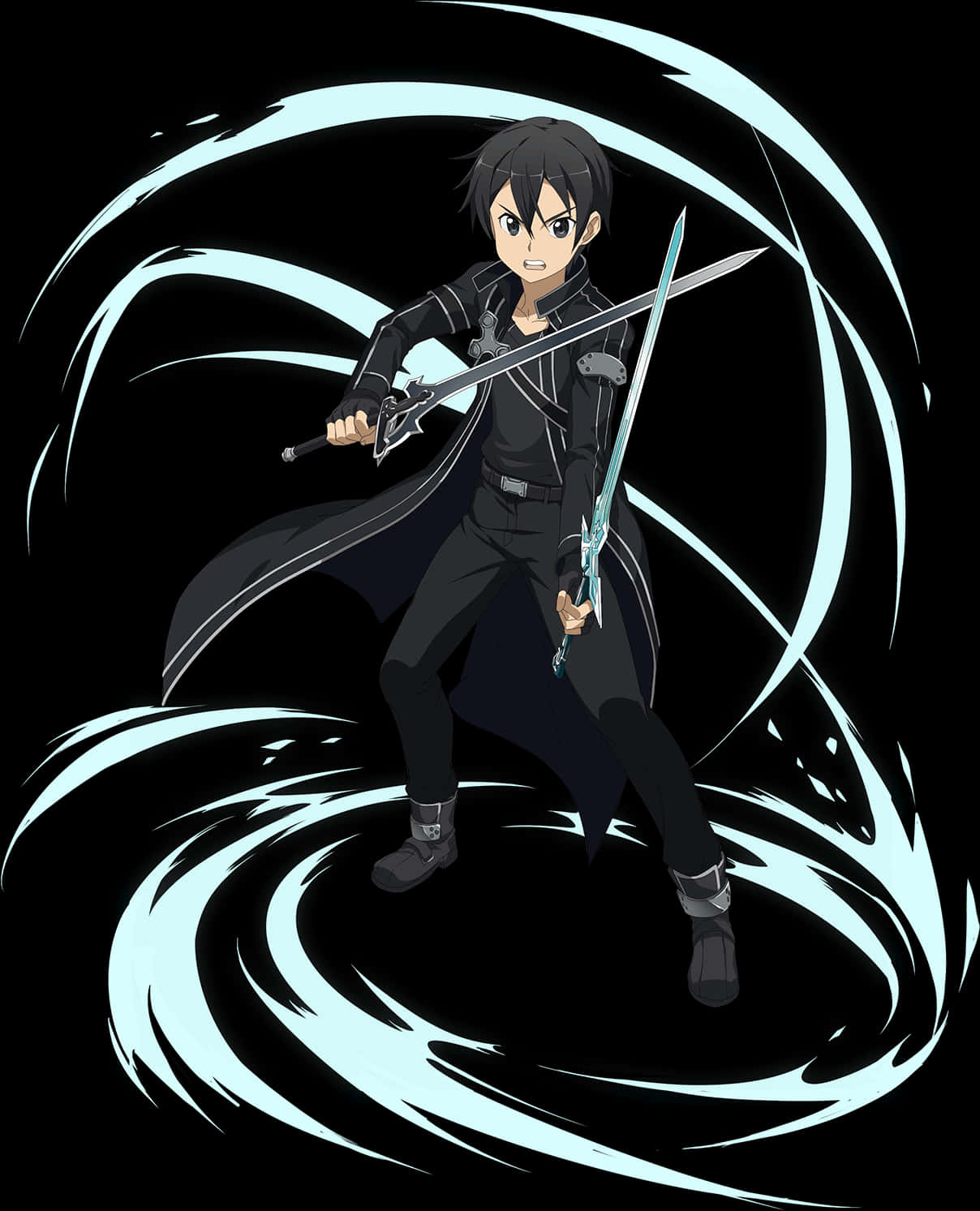 Kirito Dual Wielding Swords Art PNG image