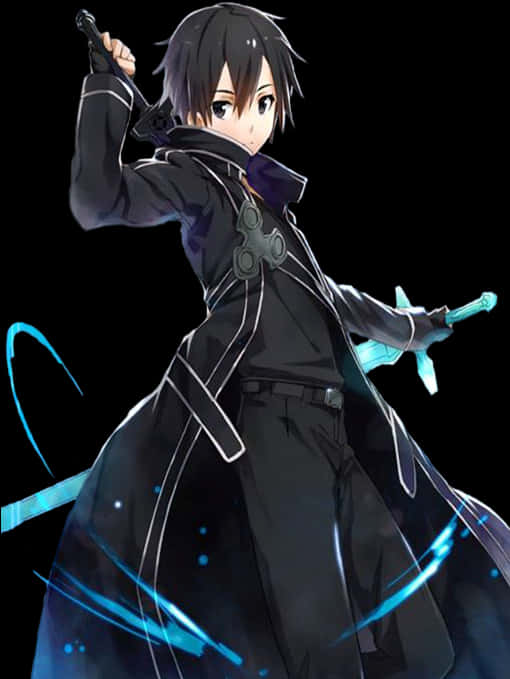 Kirito Sword Art Online Action Pose PNG image