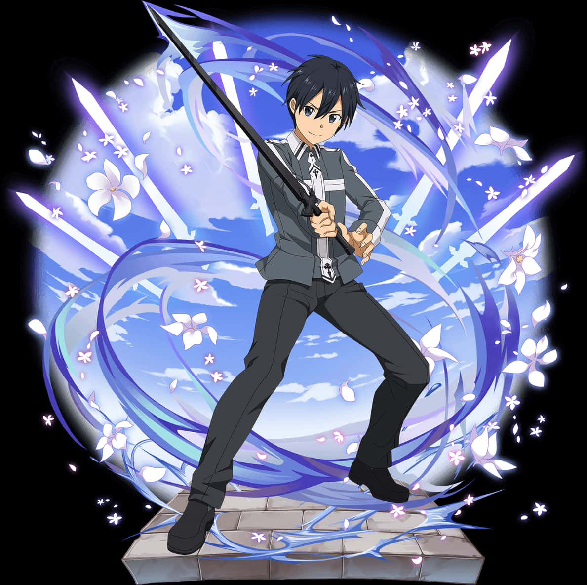 Kirito Sword Art Online Action Pose PNG image