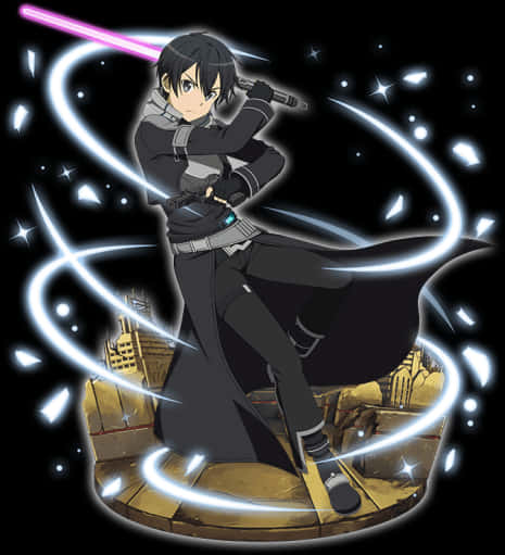 Kirito Sword Art Online Action Pose PNG image