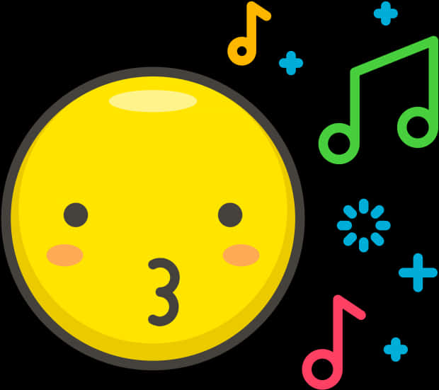 Kissing Face Emoji Musical Notes PNG image