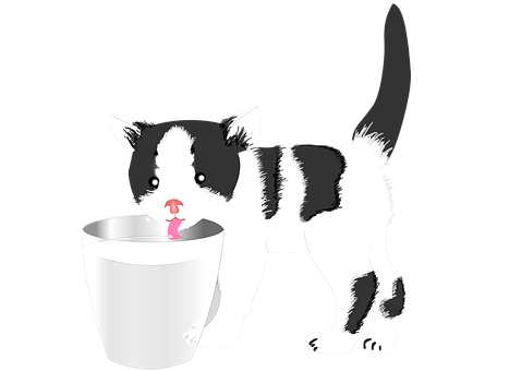 Kitten Drinking Milk Vector PNG image