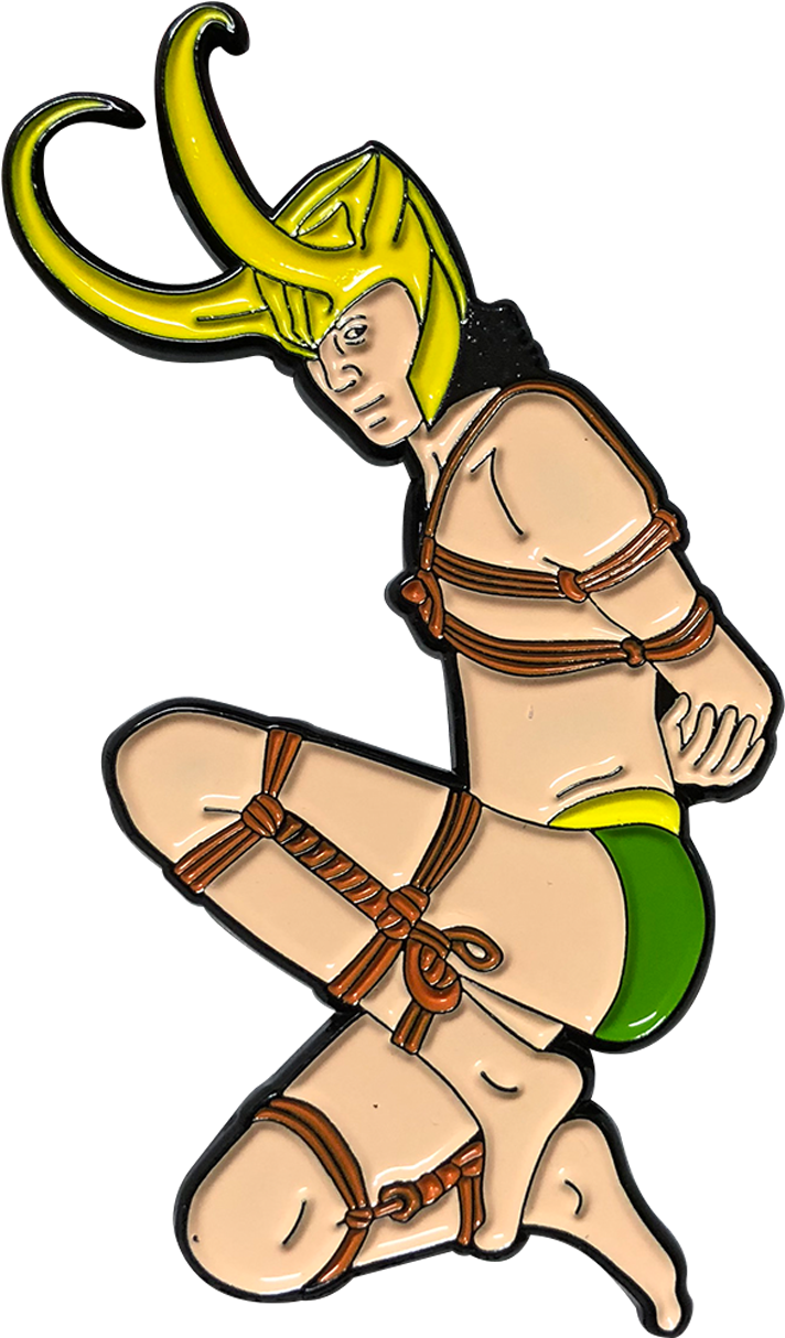 Kneeling Loki Pin Design PNG image