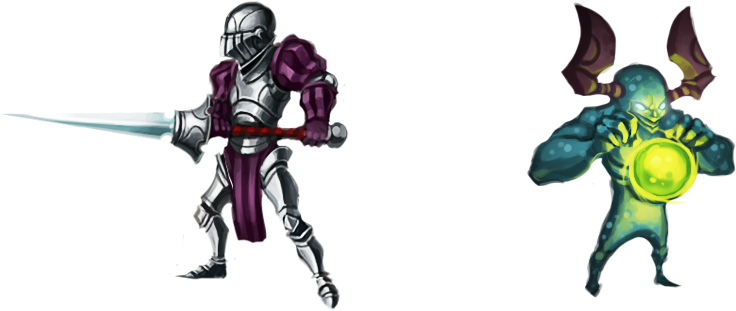 Knight Versus Sorcerer Fantasy Battle PNG image