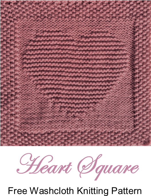 Knitted Heart Washcloth Pattern PNG image