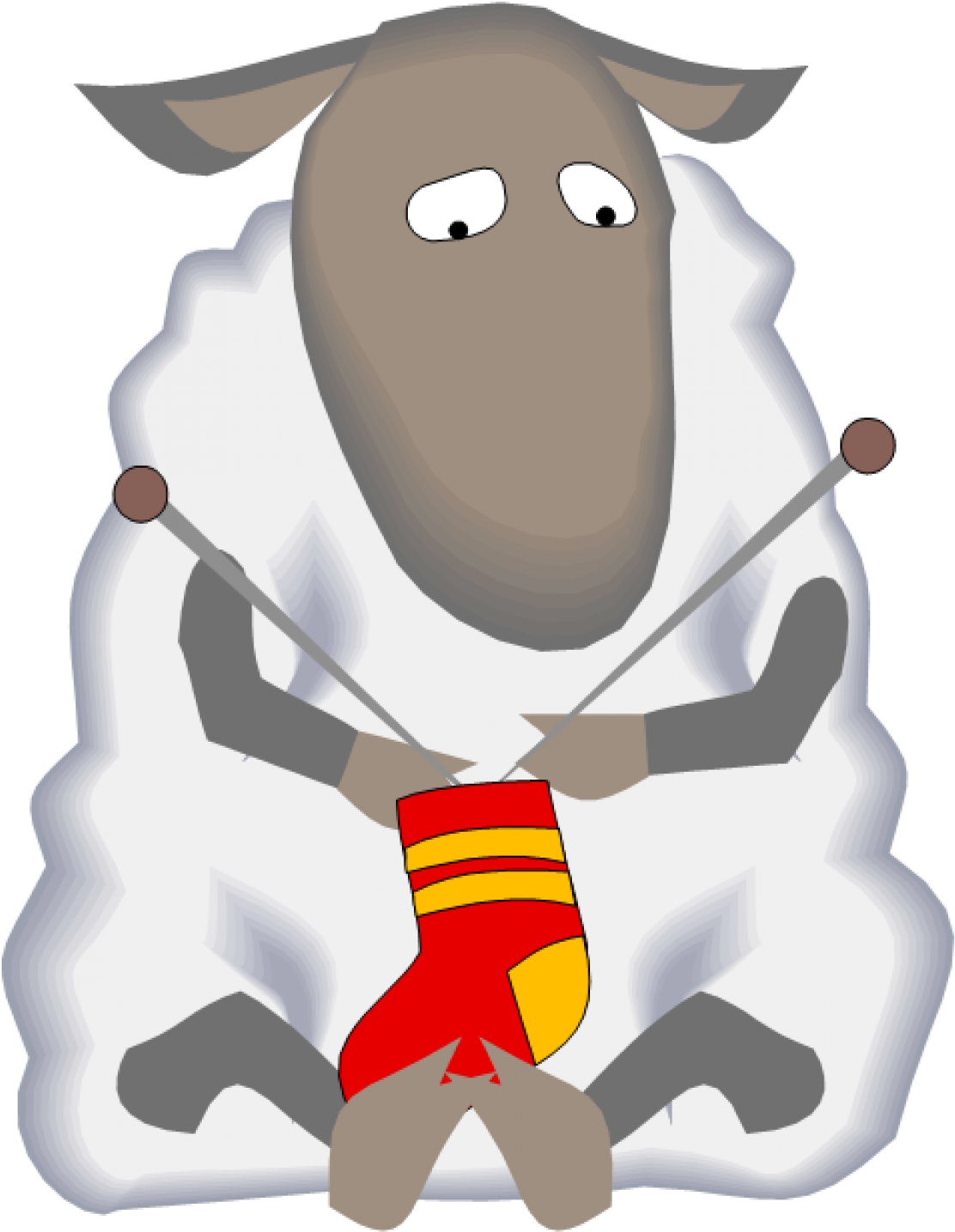Knitting Sheep Cartoon Illustration PNG image