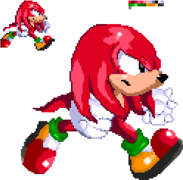 Knuckles Pixel Art Running PNG image