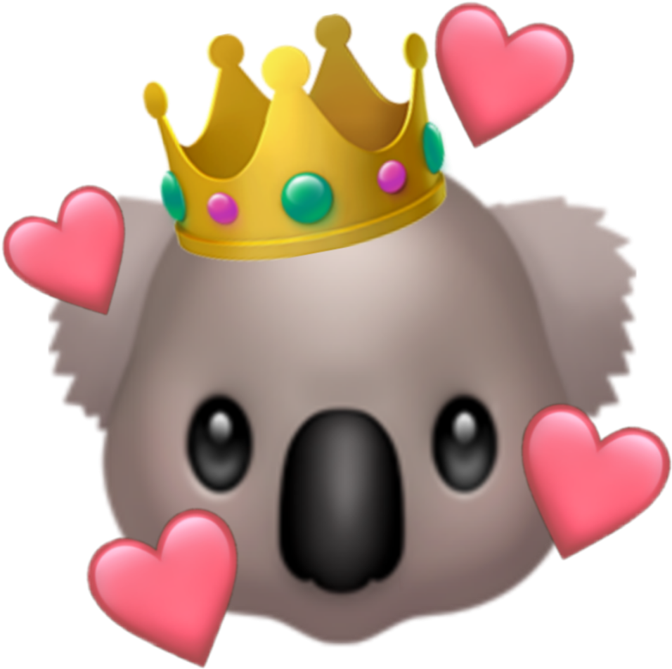 Koala Crown Hearts Emoji PNG image