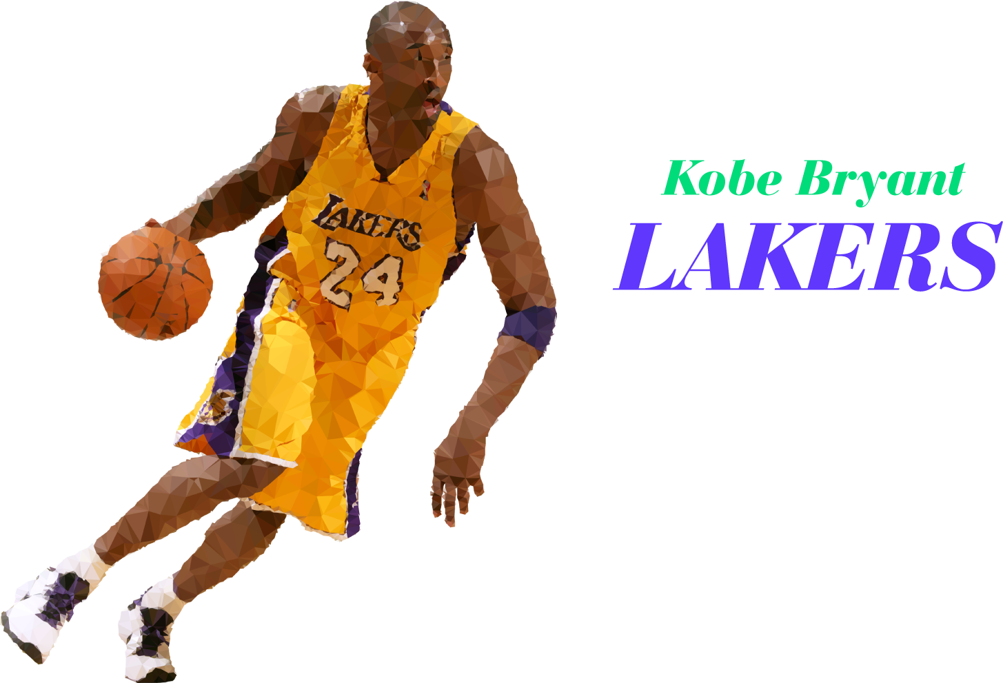 Kobe Bryant Lakers Low Poly Art PNG image