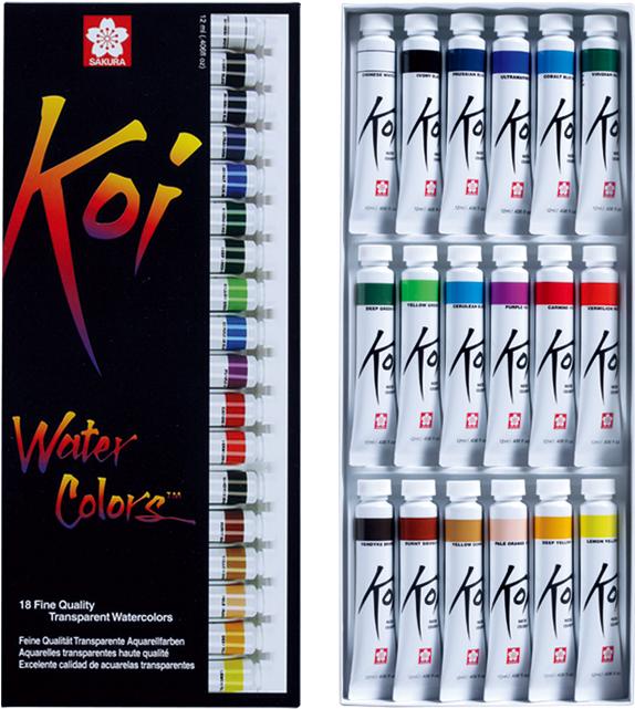 Koi Watercolor Paint Set Packaging PNG image