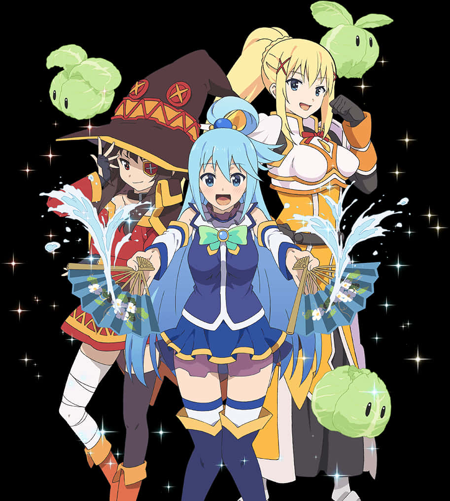 Kono Suba Characters Megumin Aqua Darkness PNG image