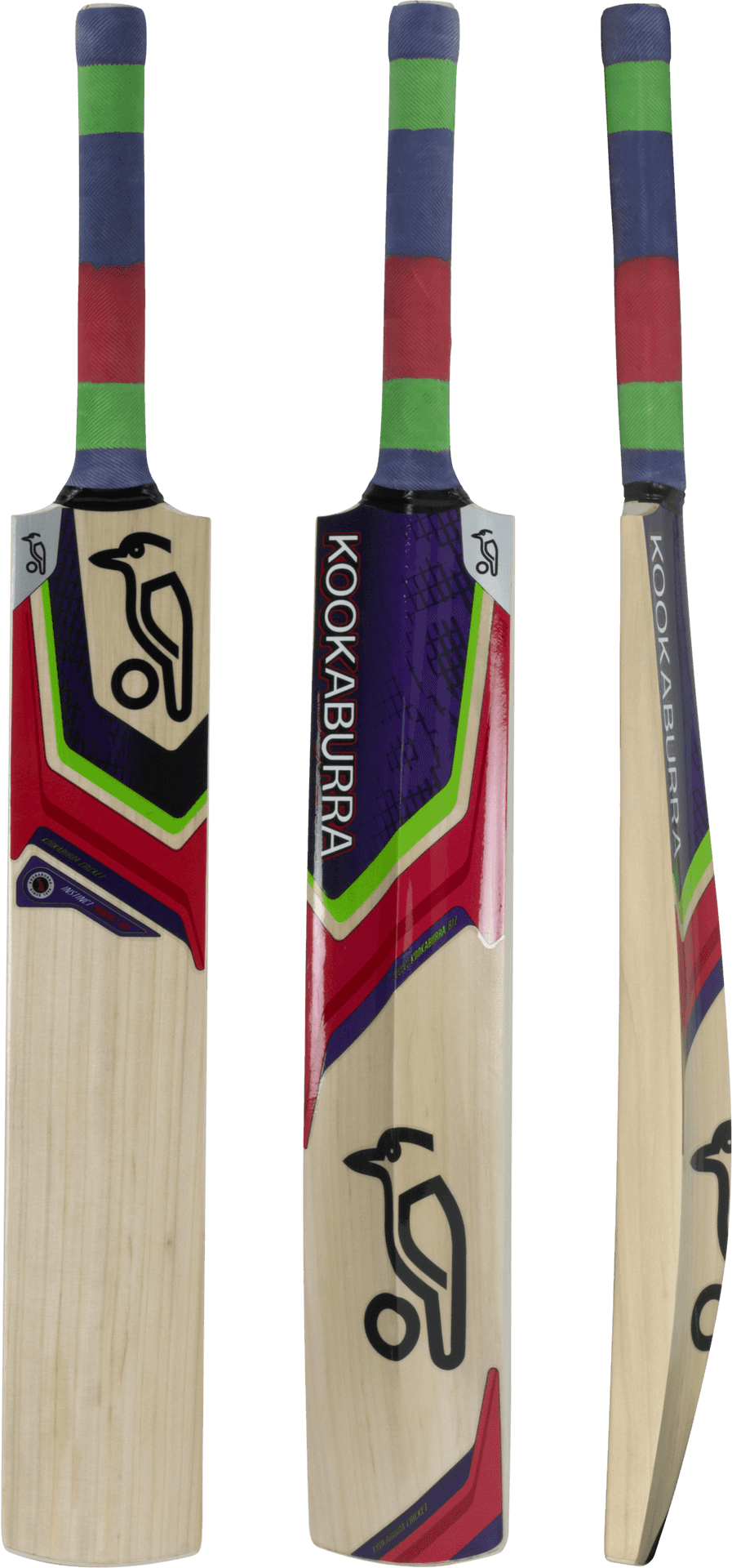 Kookaburra Cricket Bat Triple View PNG image