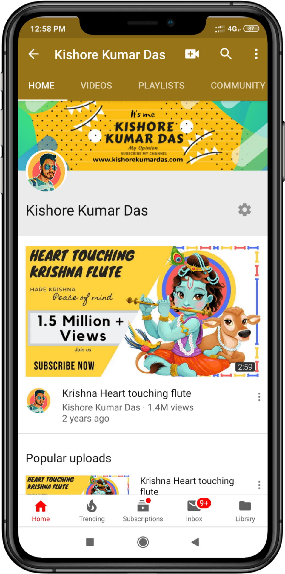 Krishna Flute You Tube Channel Screenshot PNG image