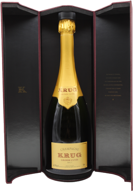 Krug Champagne Bottle Presentation PNG image