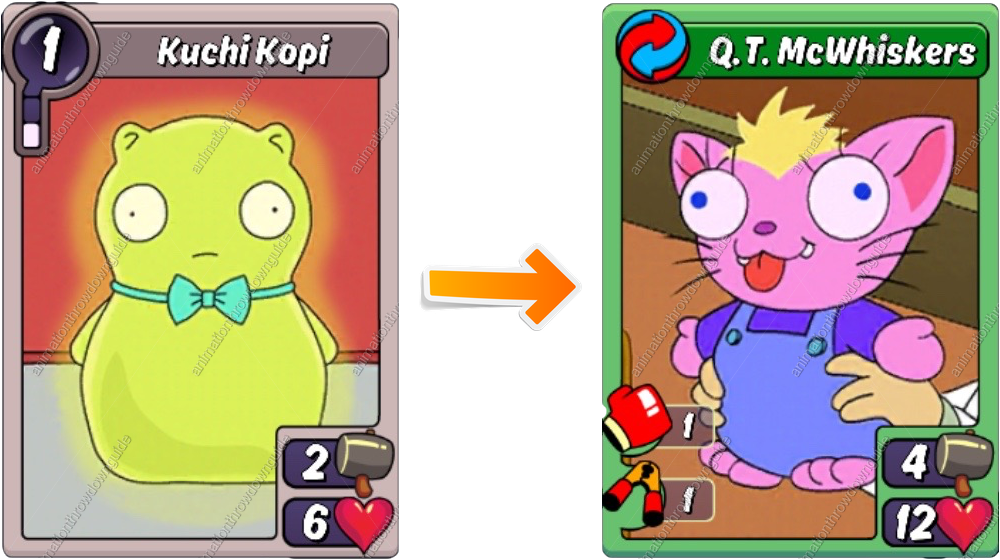 Kuchi Kopiand Q T Mc Whiskers Card Comparison PNG image