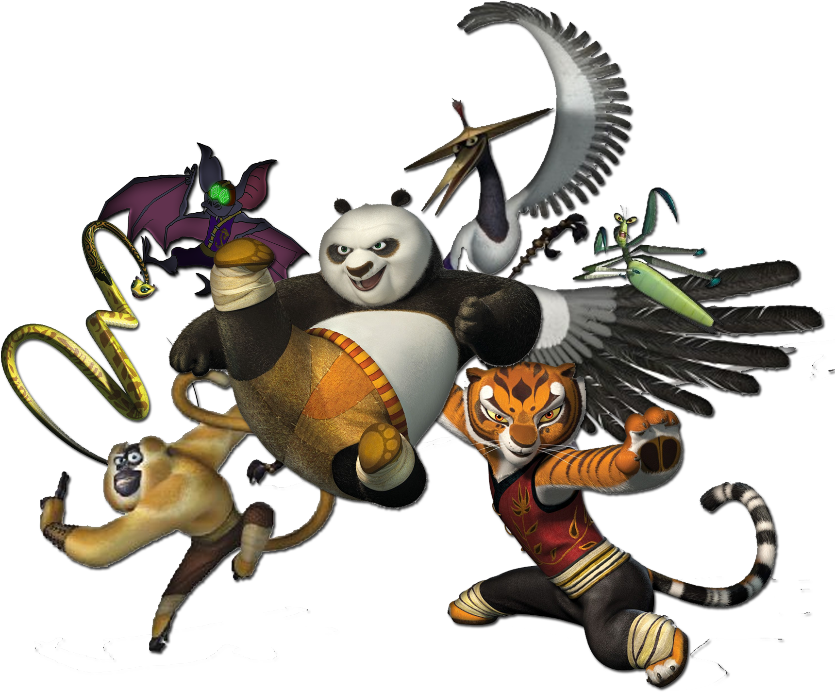 Kung Fu Panda Charactersin Action PNG image