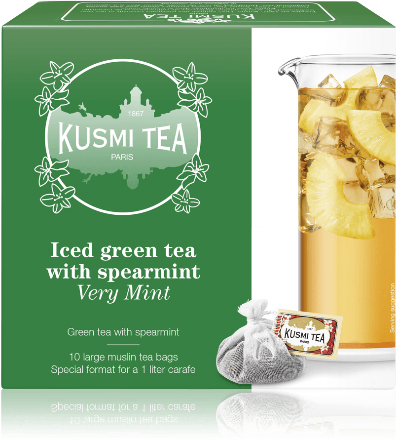 Kusmi Iced Green Tea Very Mint Packaging PNG image