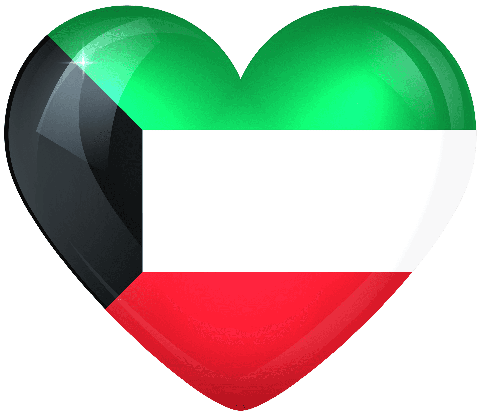 Kuwait Flag Heart Shaped Graphic PNG image