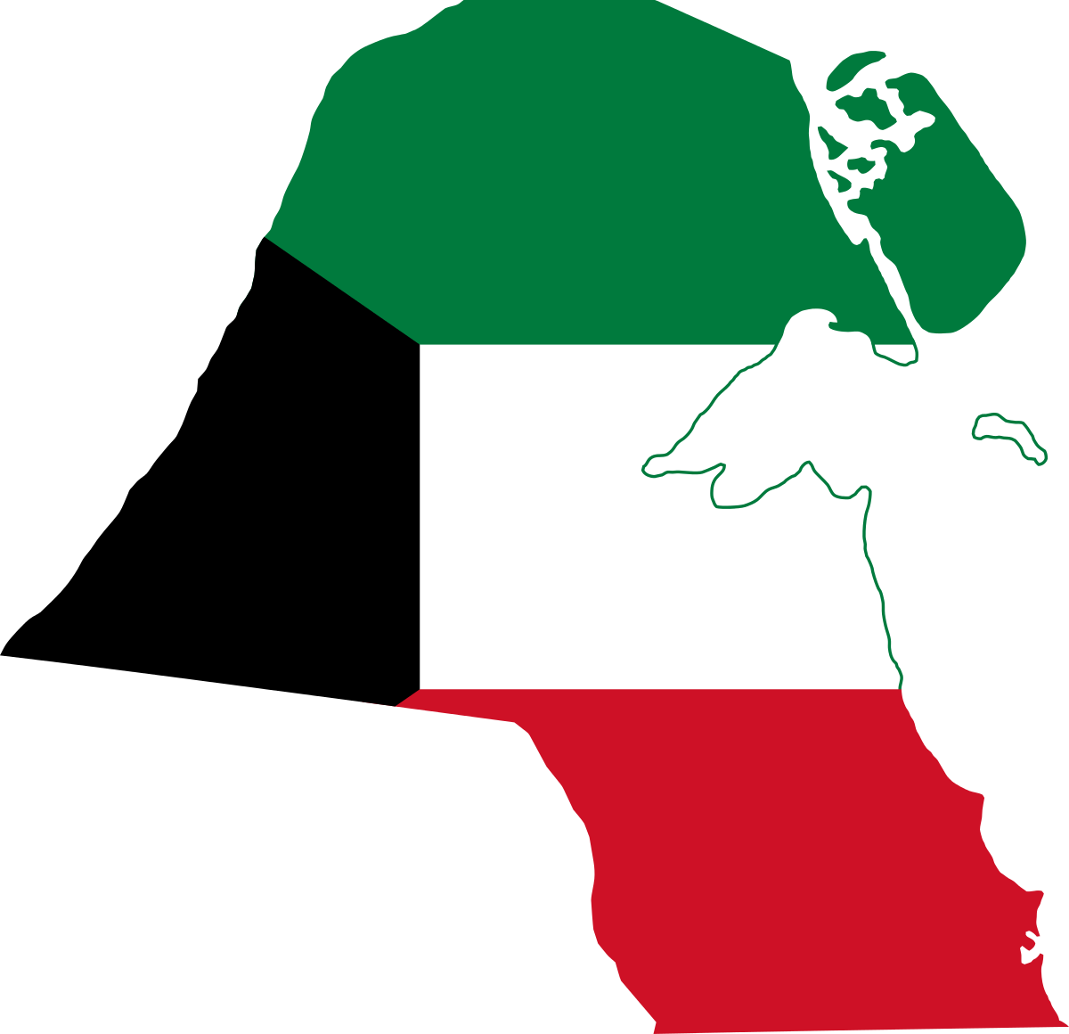 Kuwait Map Outlinedwith Flag Colors PNG image