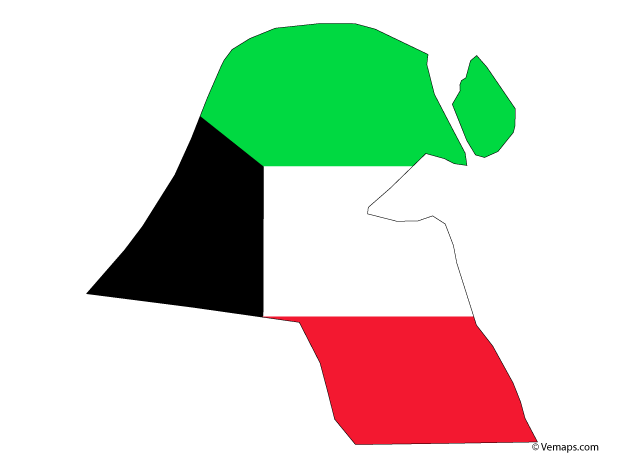 Kuwait Map Outlinewith Flag PNG image