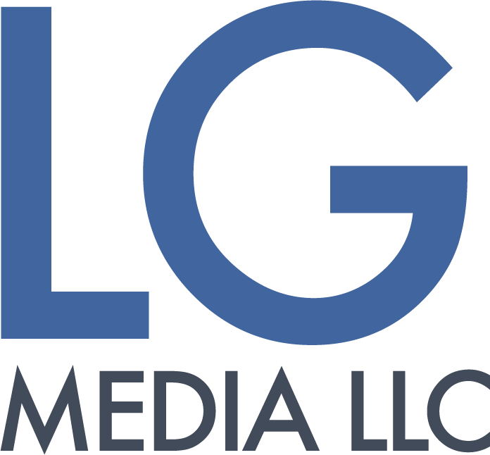 L G Media L L C Logo Blue PNG image