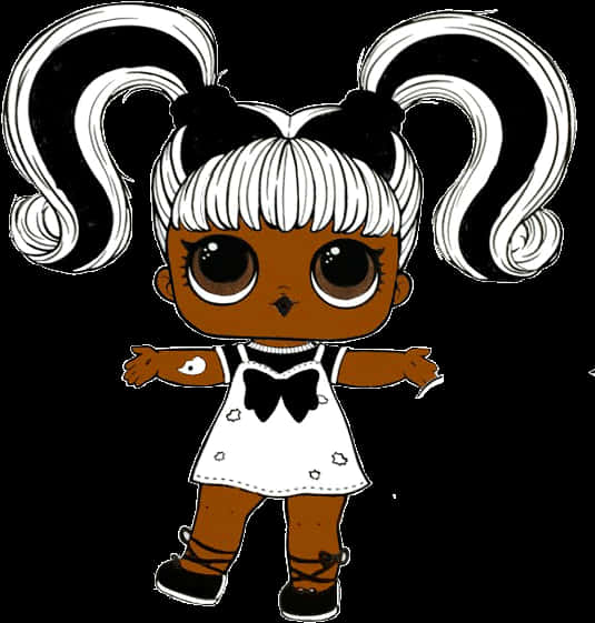 L O L Doll Blackand White Illustration PNG image