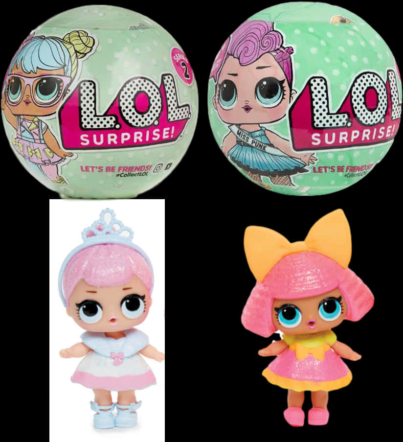 L O L Surprise Dolls Packagingand Figures PNG image